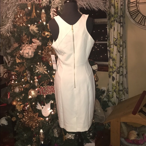 NWT Sharagano Ivory Cocktail Bodycon Dress Size 12 - Picture 4 of 5
